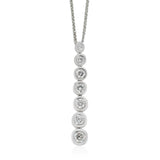 18ct White Gold Graduated Rub Set Round Brilliant Cut Diamond Drop Pendant and Chain