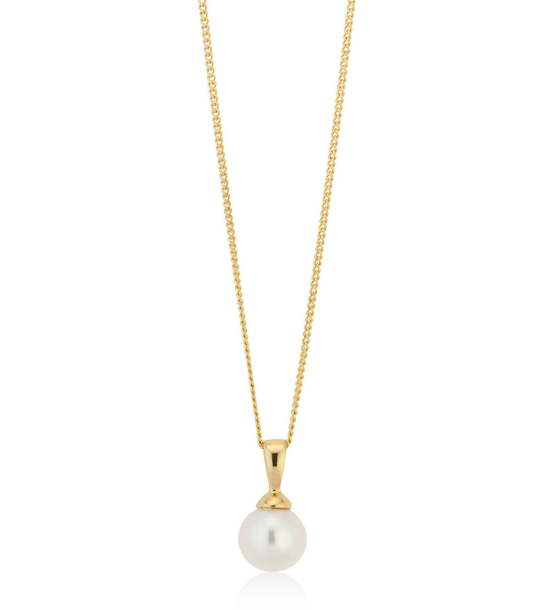 18ct Yellow Gold Akoya Cultured Pearl Pendant and Chain