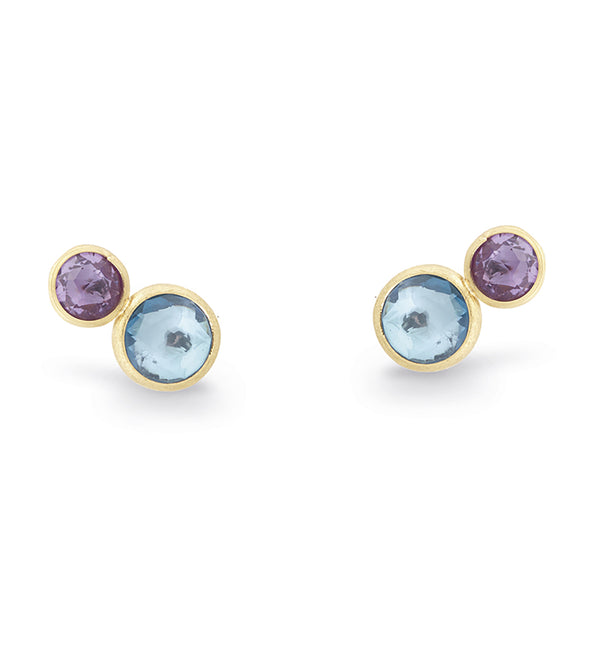 Marco Bicego Jaipur 18ct Yellow Gold Amethyst and Blue Topaz Stud Earrings